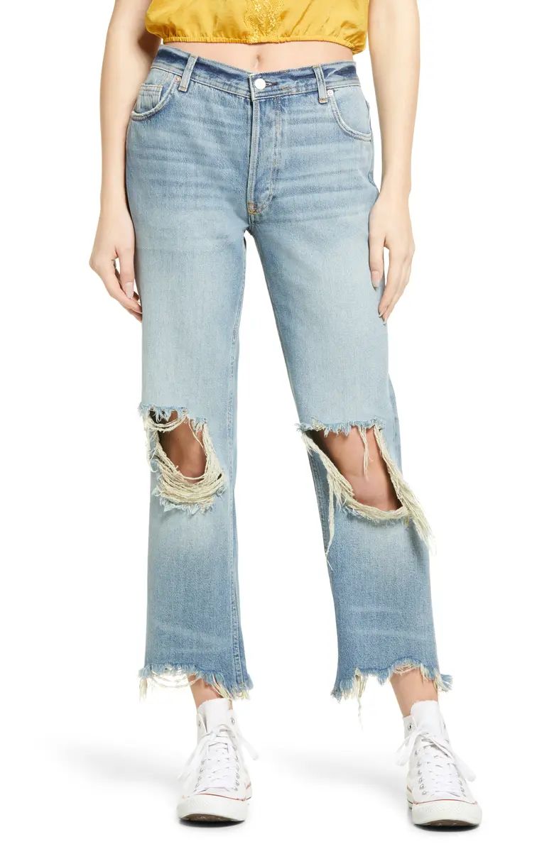 Free People We the Free Maggie Ripped Crop Straight Leg Jeans | Nordstrom | Nordstrom