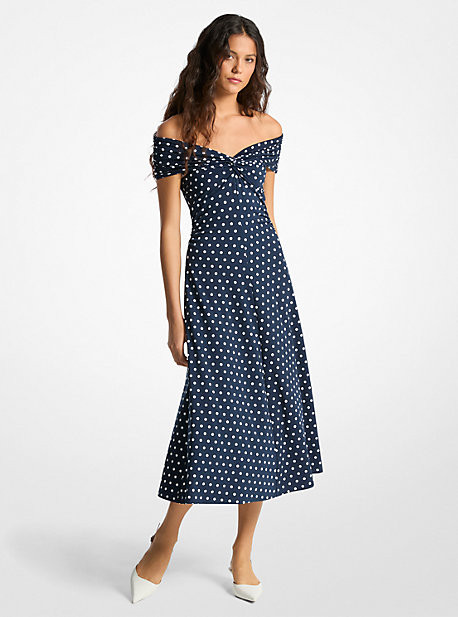 Polka Dot Stretch Matte-Jersey Dress | Michael Kors US