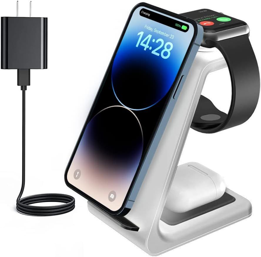 Amazon.com: Wireless Charging Station for Apple - 3 in 1 Wireless Charger Dock Stand Watch and Ph... | Amazon (US)