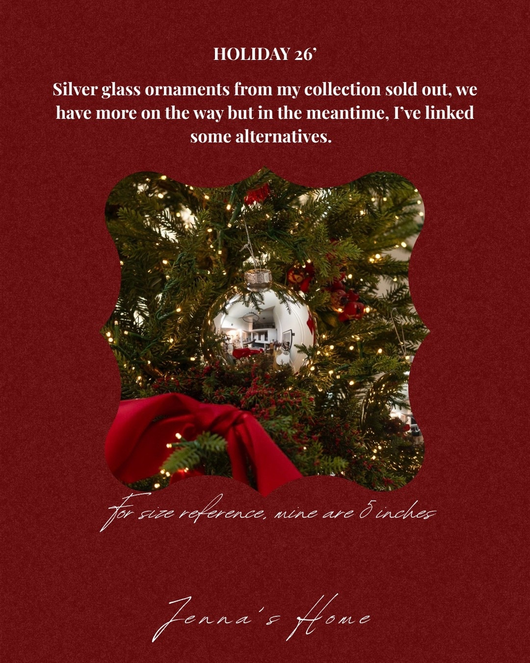 Silver ornament options similar to the globes from my collection, keep in mind size difference.