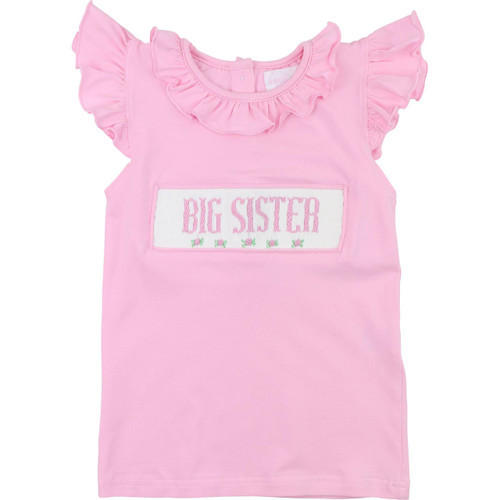 Pink Knit Smocked "Big Sister" Shirt | Cecil and Lou