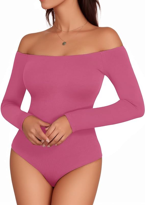 MANGOPOP Off The Shoulder Long Sleeve Short Sleeve Bodysuit for Women | Amazon (US)