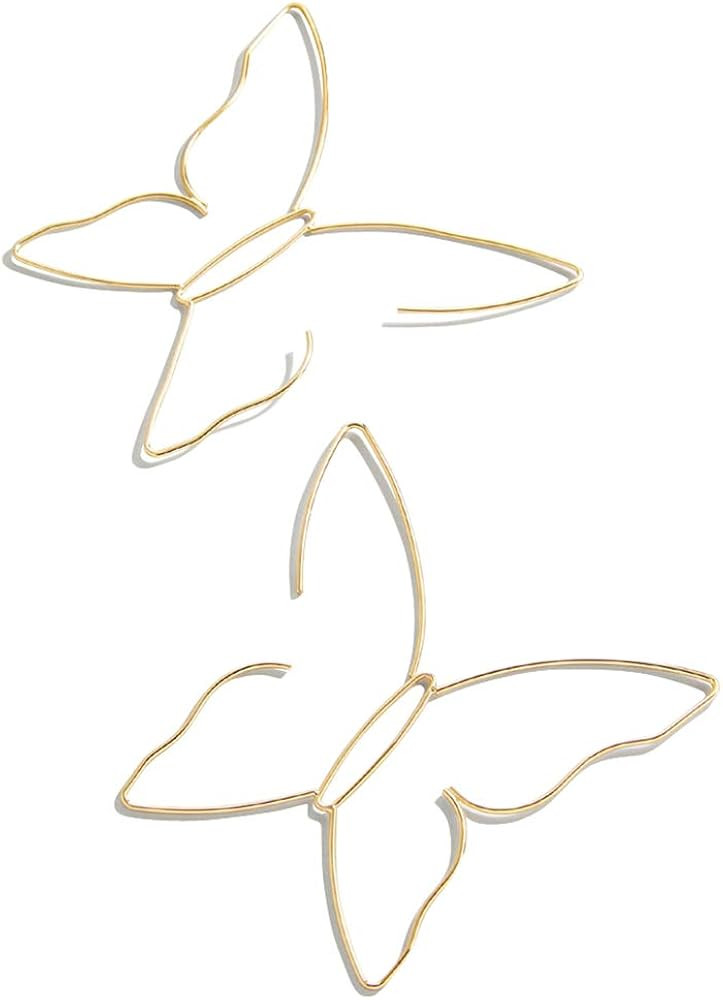 Large Boho Hollow Line Butterfly Earrings Gold Drop Dangle Beach Earrings Simple Stylish Dainty P... | Amazon (US)