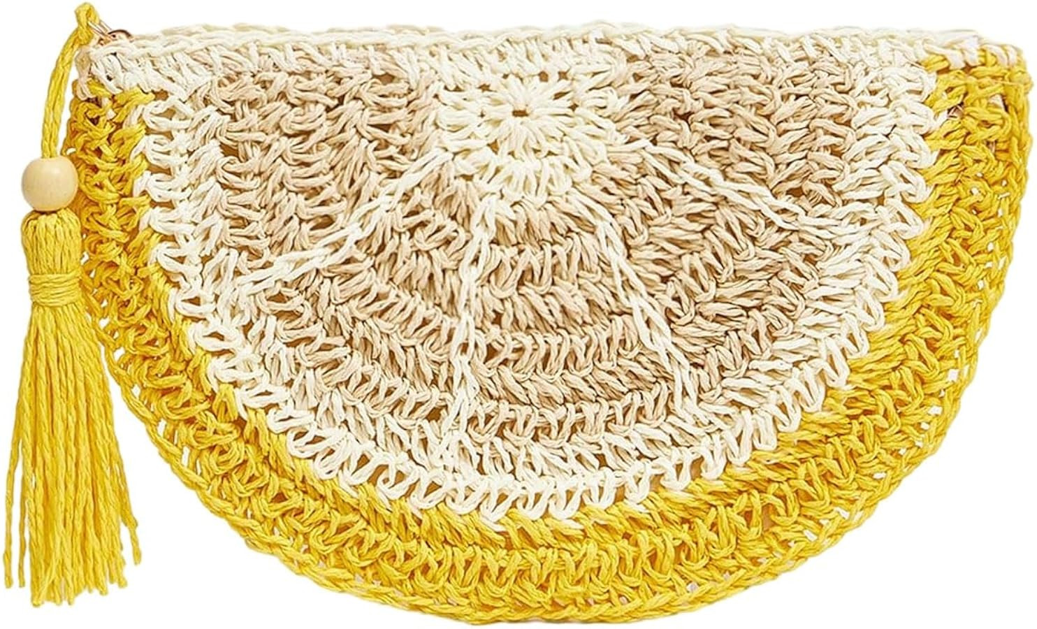 SHENHE Women's Straw Clutch Purse Tassel Zipper Summer Beach Vacation Bag Purse | Amazon (US)