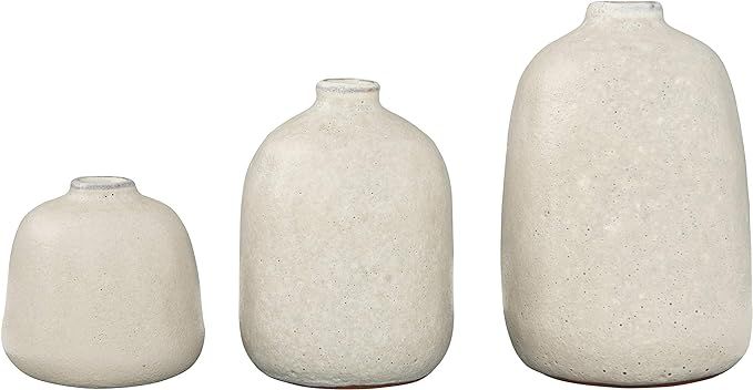 Creative Co-Op Terracotta Pitted Sand Finishes (Set of 3 Sizes) Vases, Light Grey | Amazon (US)