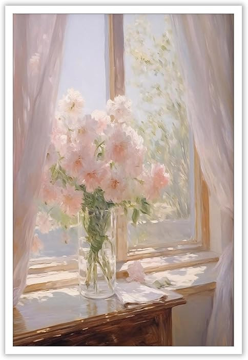Trendy Spring Plants Posters Beautiful Girly Pink Flowers Canvas Wall Art Countryside Princess Co... | Amazon (US)