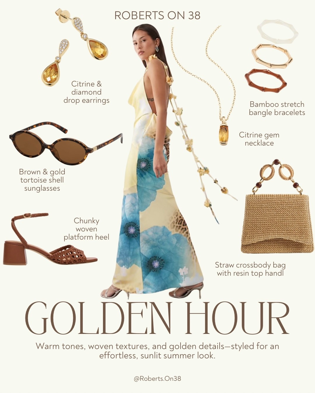 Golden hour summer style featuring a flowy maxi dress, woven sandals, tortoise sunglasses, and gold jewelry—lightweight, elevated pieces for vacation outfits, resort wear, and warm weather dressing.

#LTKSeasonal #LTKMidsize #LTKTravel