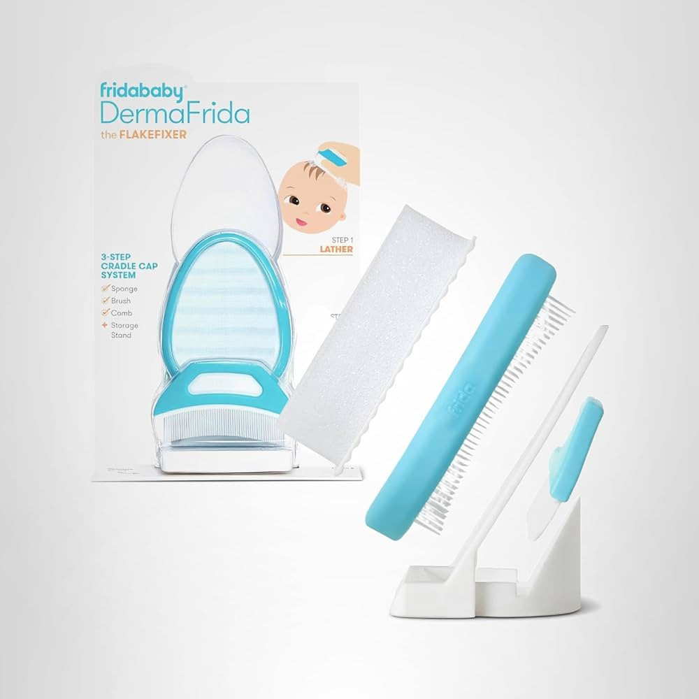 Frida Baby The 3-Step Cradle Cap System, DermaFrida The FlakeFixer, Sponge, Brush, Comb and Stora... | Amazon (US)