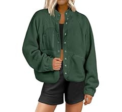 ANRABESS Womens Fleece Jacket Button Down Shacket Casual Sherpa Cropped Coats Warm Outwear with Pock | Amazon (US)