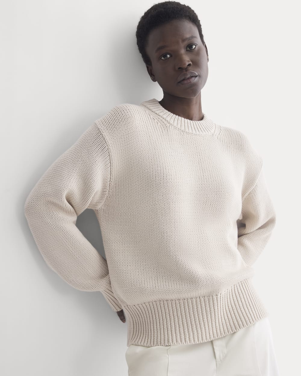 Oversized Cocoon Crew in Elevated Cotton | Beech | Everlane