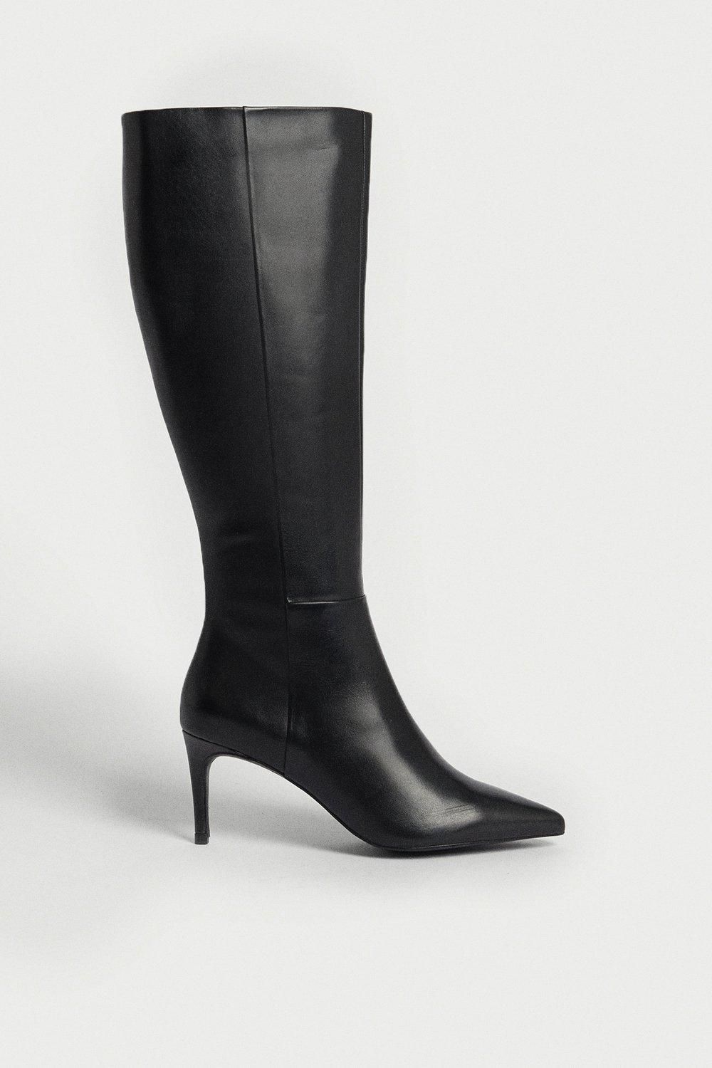 Real Leather Premium Low Heel Knee High Boot | Warehouse UK & IE