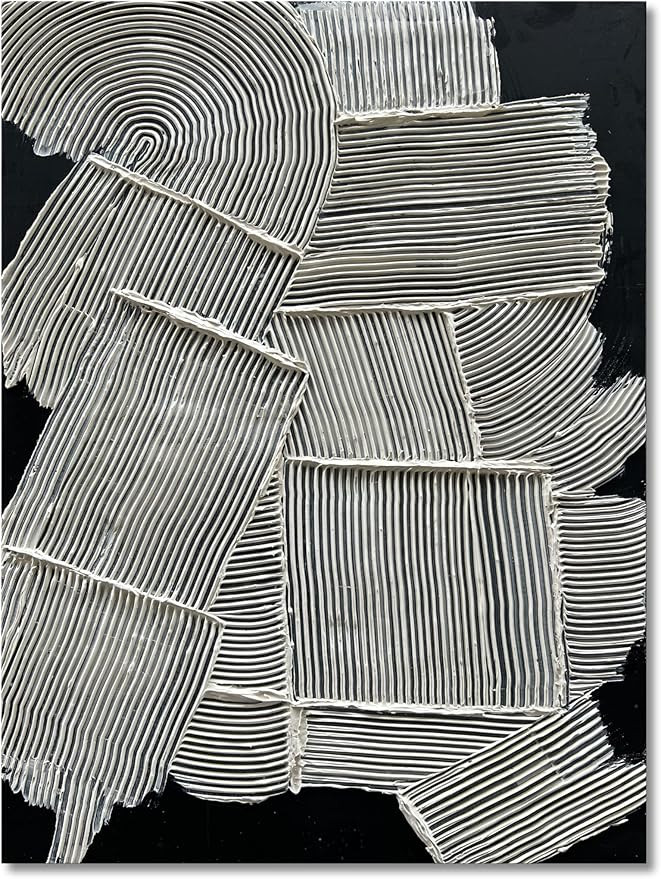 NANKAI Art Hand-painted white and brown texture abstract art oil painting contemporary minimalist... | Amazon (US)