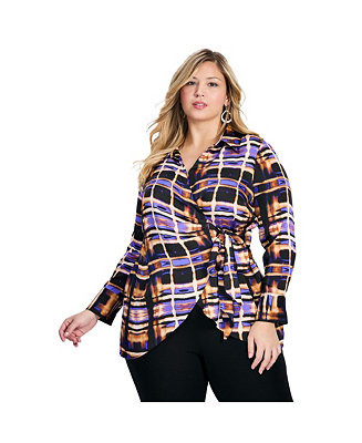 Women's Plus Size Goldi Satin Wrap Blouse | Macy's