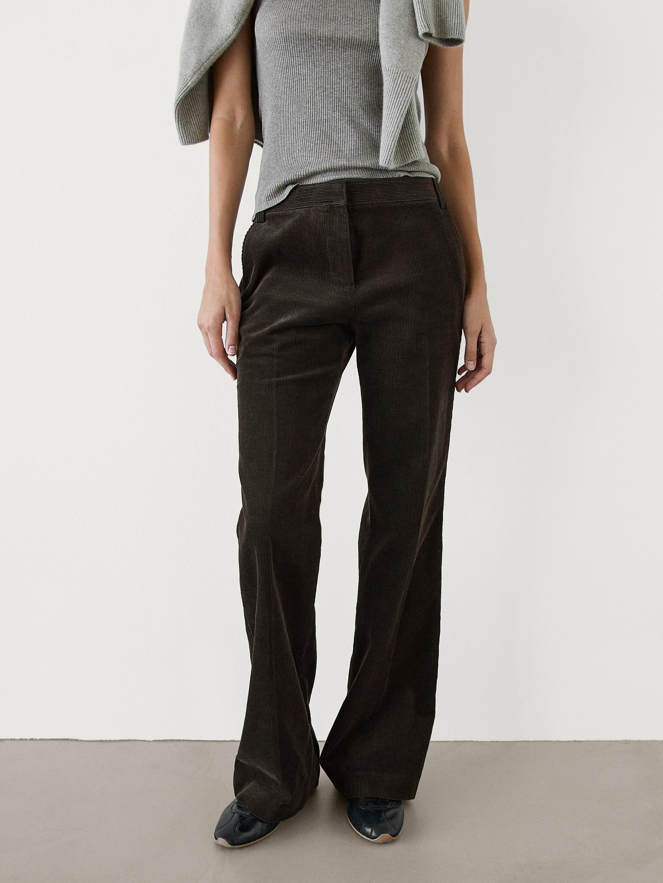 100% cotton corduroy flare pants | Massimo Dutti US