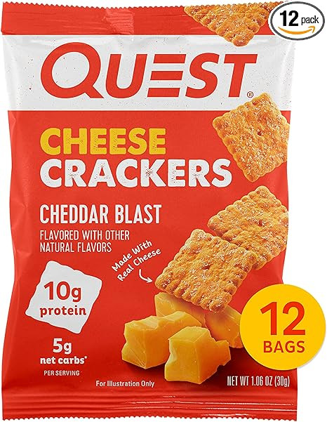 Quest Nutrition Cheese Crackers, Cheddar Blast, High Protein, Low Carb, Made with Real Cheese, 12... | Amazon (US)
