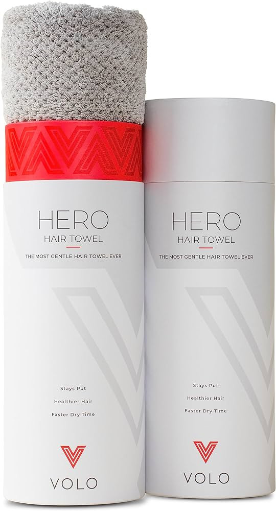VOLO Hero Luna Gray Hair Towel - Ultra Soft, Quick Drying, Anti Frizz, Large Size, USA Made | Amazon (US)