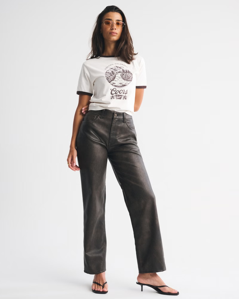 Women's Curve Love High Rise 90s Relaxed Vegan Leather Pant | Women's Bottoms | Abercrombie.com | Abercrombie & Fitch (US)