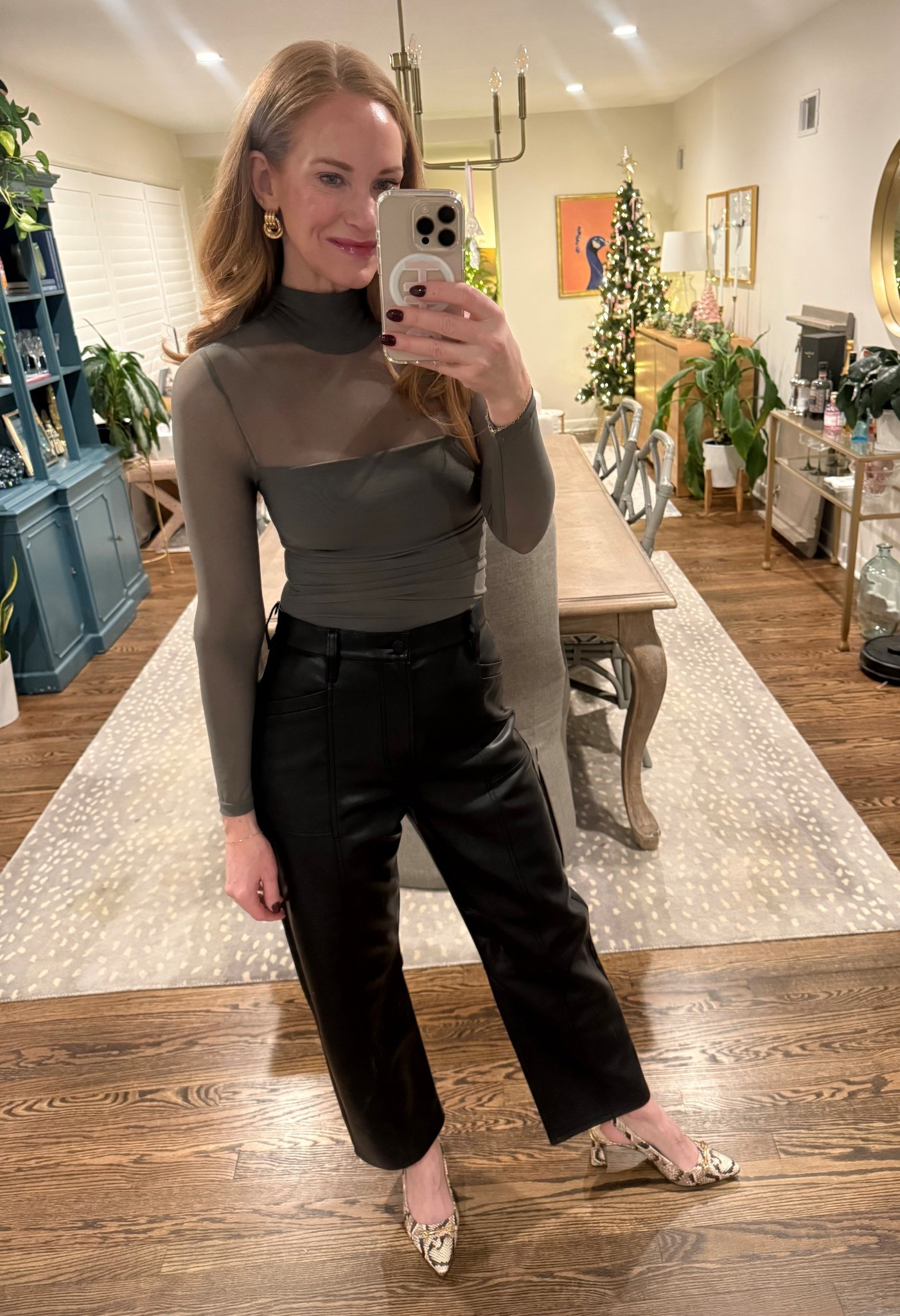 This mesh turtleneck bodysuit from Amazon is so good! It’s like shape wear and so flattering! Easy outfit with leather pants for date night! And snake heels are 50% off! 

#LTKOver40 #LTKSeasonal #LTKFindsUnder100