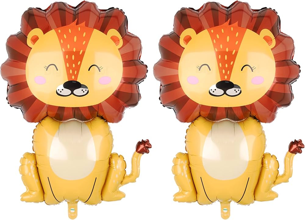 Giant Lion Foil Balloons Jungle Safari Animal Birthday Party Decorations Mylar Balloon For Boy Ki... | Amazon (US)