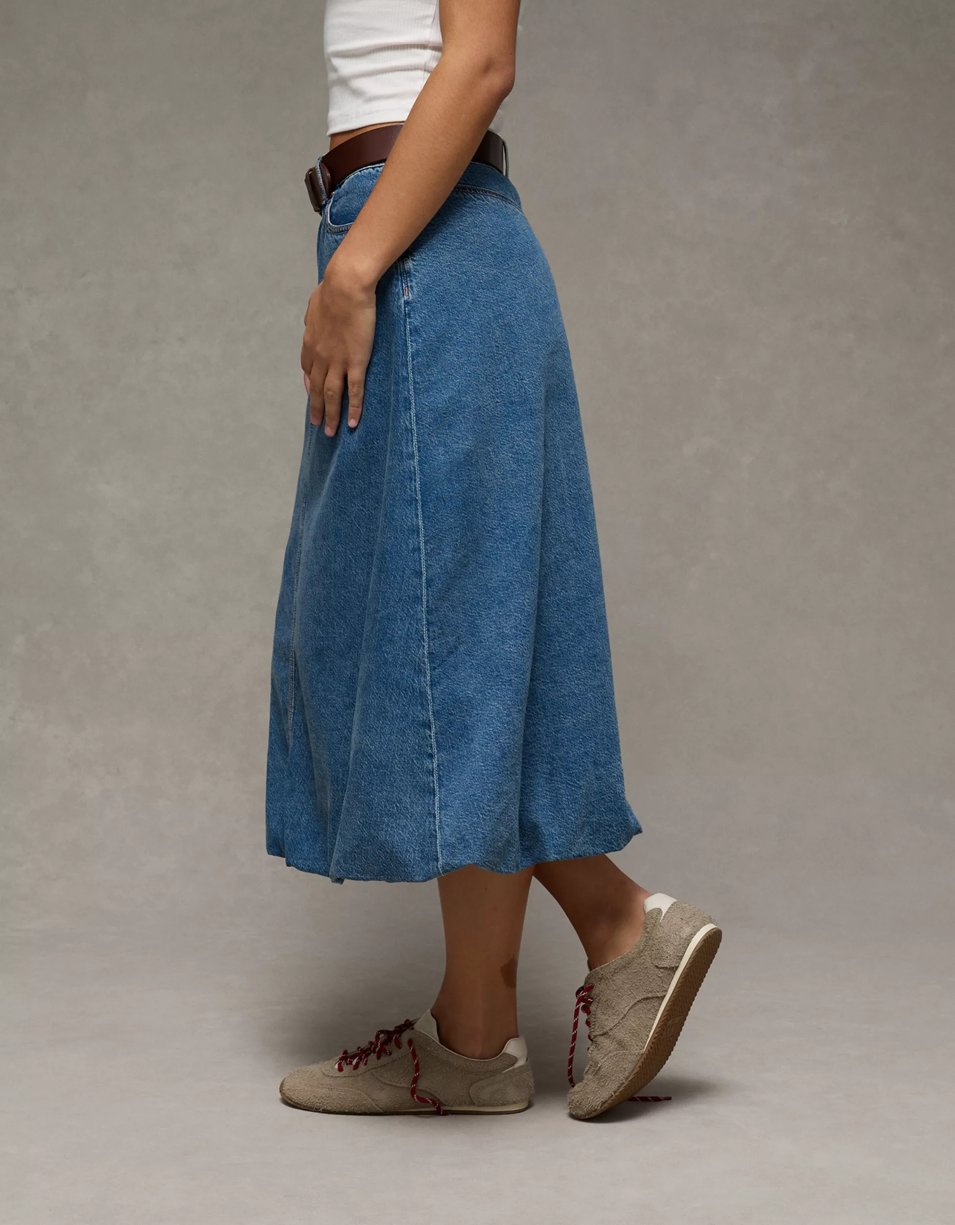 AE High-Waisted Bubble Midi Skirt | American Eagle Outfitters (US & CA)