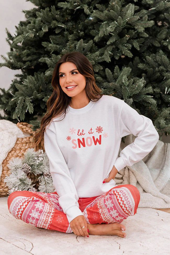 Let It Snow White Graphic Sweatshirt | The Pink Lily Boutique