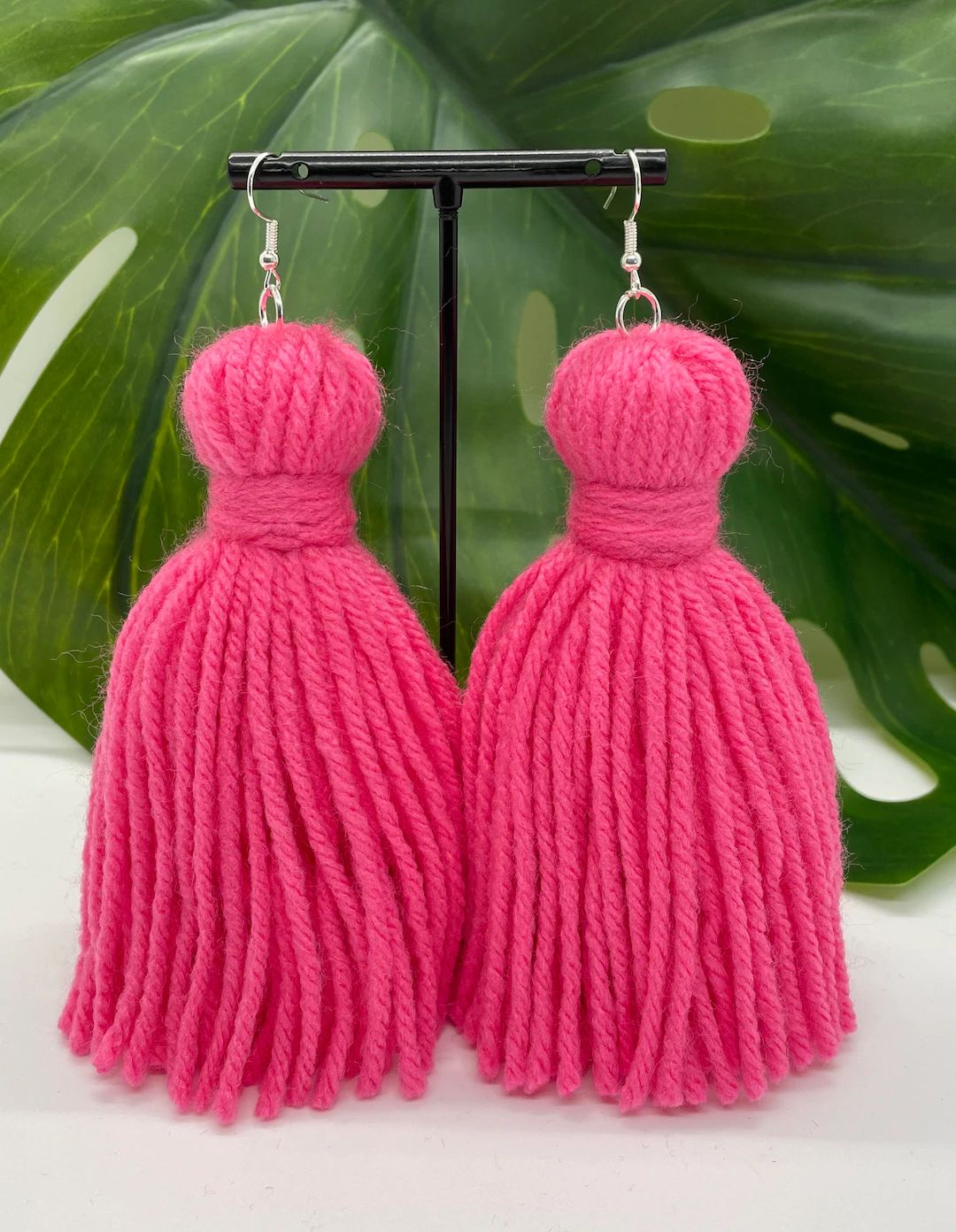 Yarn Tassel Earrings Hot Pink - Etsy | Etsy (US)