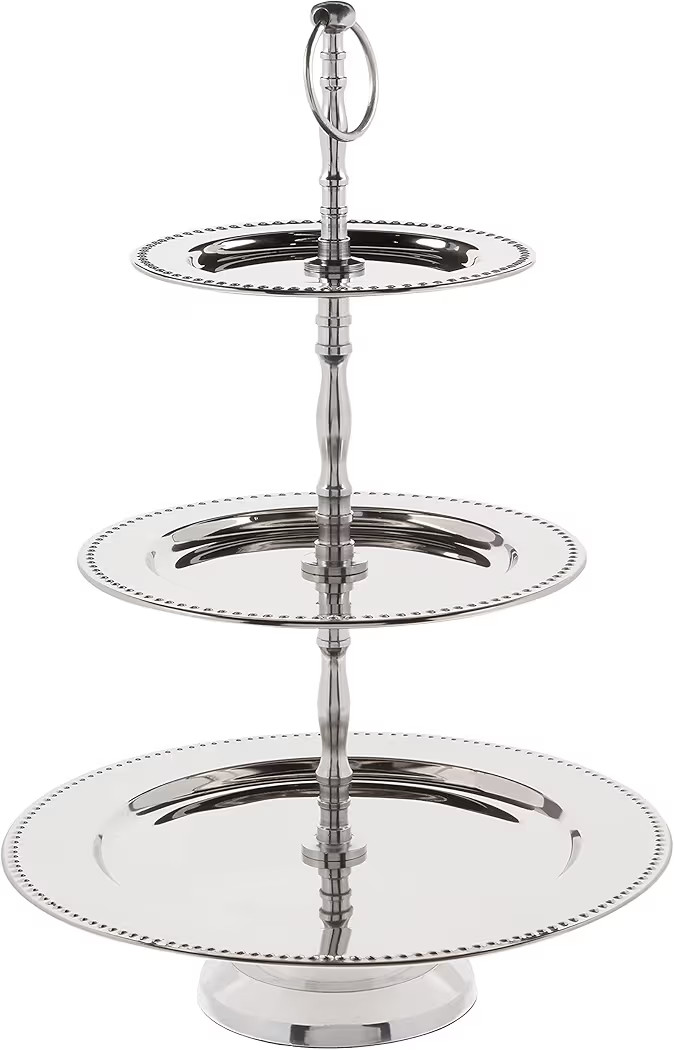 Elegance 3-Tier Beaded Buffet Serving Stand, Silver, Large | Amazon (US)