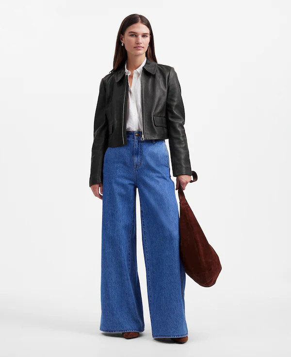 Shrunken Zip-Front Jacket in Leather | Madewell | Madewell