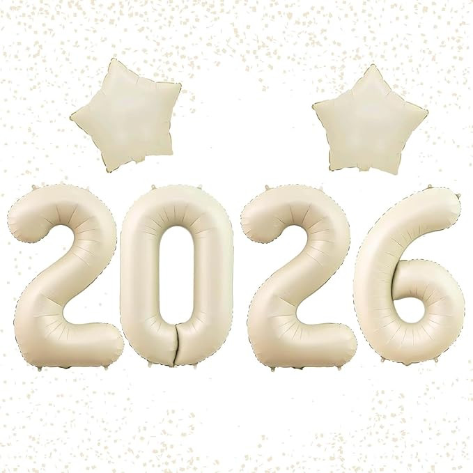 2026 Happy New Year Decorations, Creamy White 40inch Gaint Number Balloons, New Year Boho Decor N... | Amazon (US)