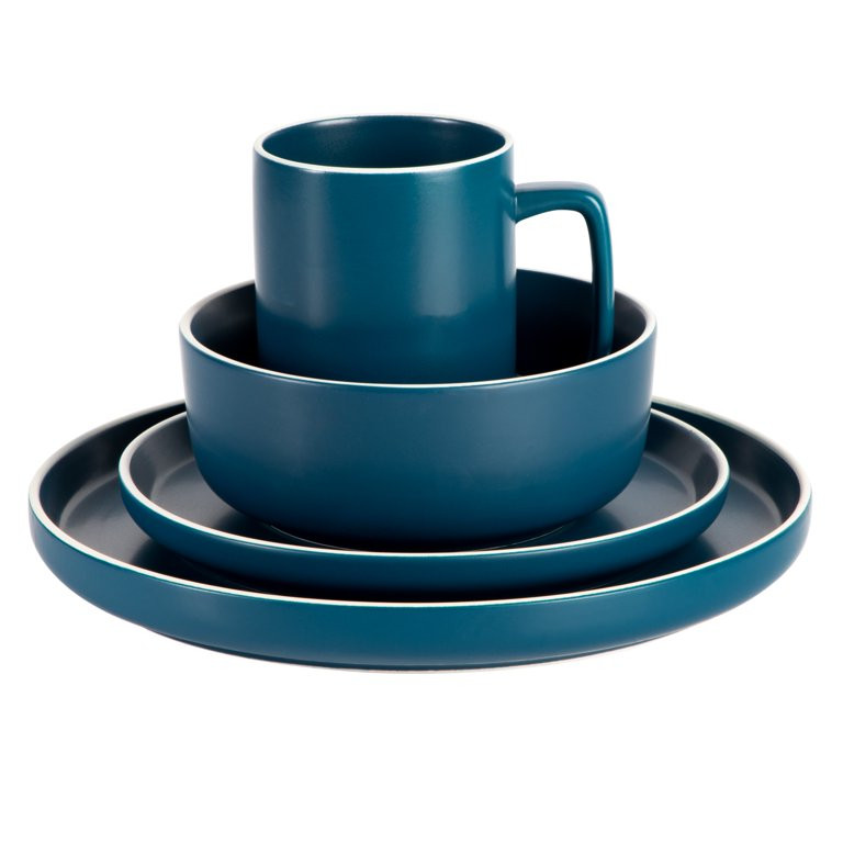 Gap Home 16-Piece Round Blue Stoneware Dinnerware Set | Walmart (US)