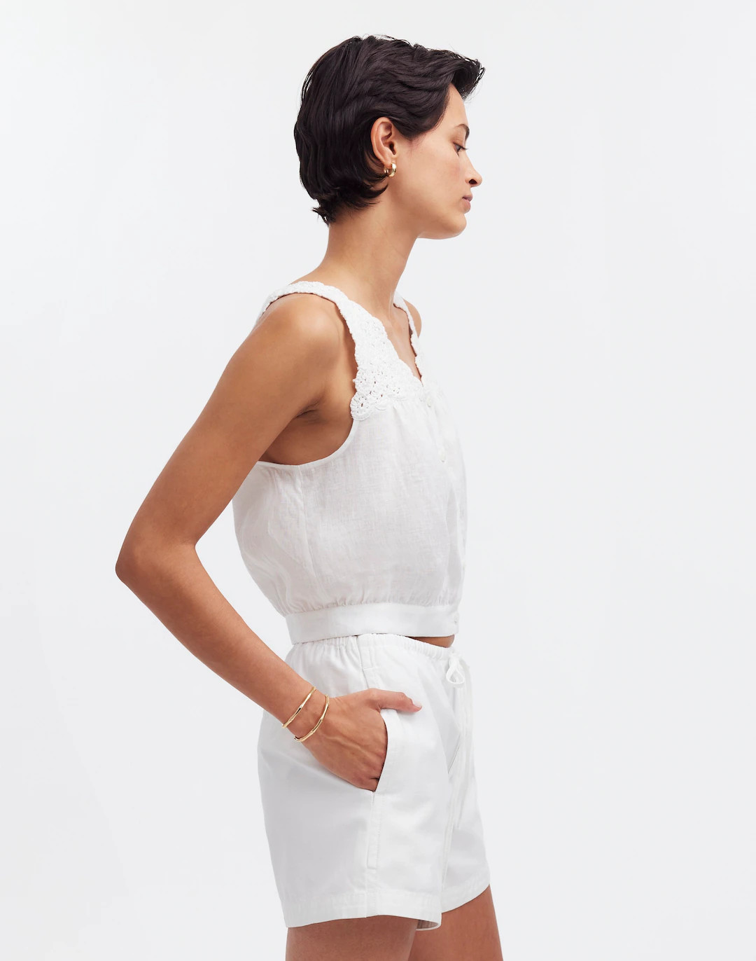 Embroidered V-Neck Bubble Top | Madewell
