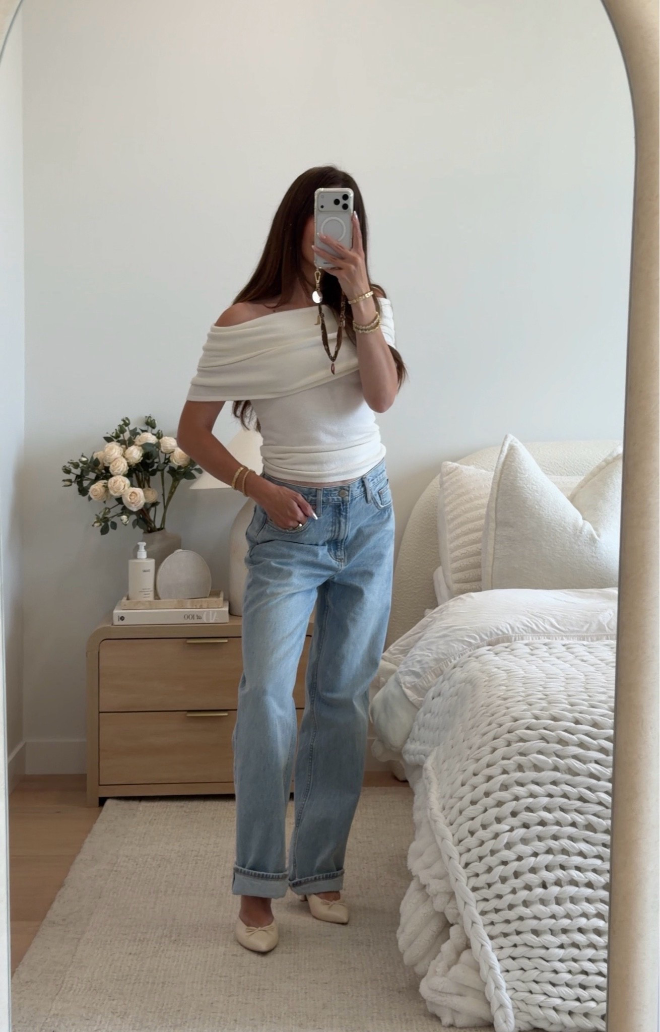 Top: true size small, denim one size up (wearing a 26) @Aritzia