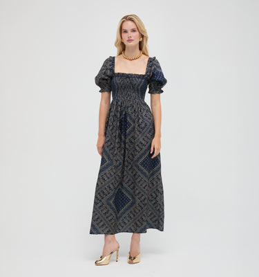 The Scarlett Nap Dress - Carnaby Scarf Navy Carnaby Scarf Navy / M | Hill House Home US