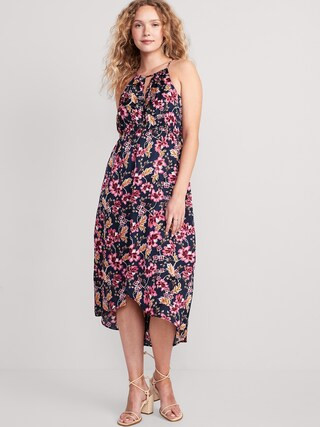 Matching Waist-Defined Floral Halter Satin Maxi Dress for Women | Old Navy (US)
