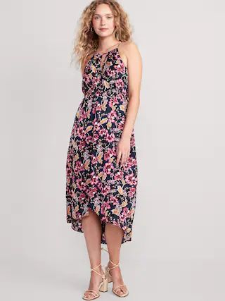 Matching Waist-Defined Floral Halter Satin Maxi Dress for Women | Old Navy (US)