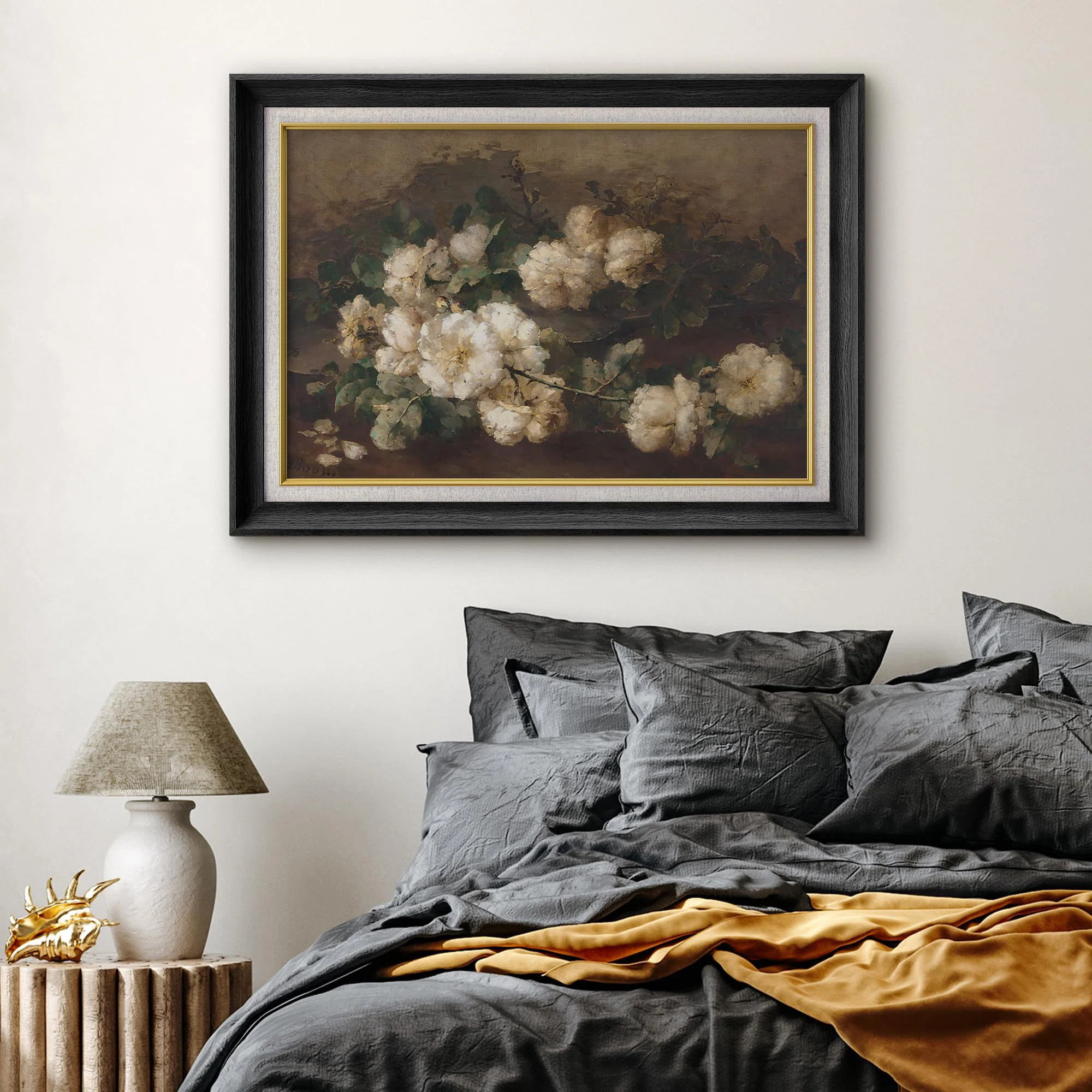 " Vintage Garden Flower, White Floral Botanical " | Wayfair North America