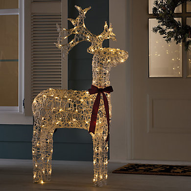 LED Outdoor Acrylic Reindeer with 120 Micro LED Lights & Timer for Holiday Decor | Ballard Designs, Inc.