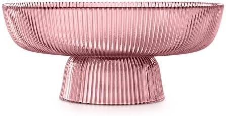 Navaris Decorative Fluted Coloured Glass Bowl - Fruit Snacks Sweets Centerpiece Dish - 26cm Diame... | Amazon (US)