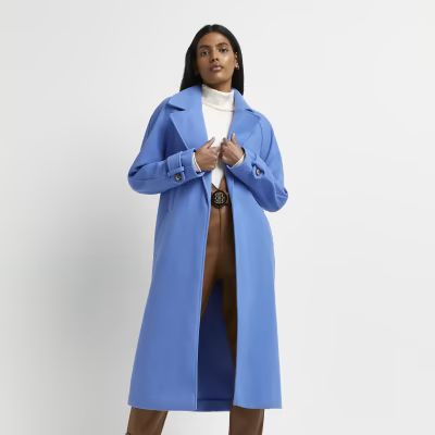 Blue relaxed duster coat | River Island (UK & IE)