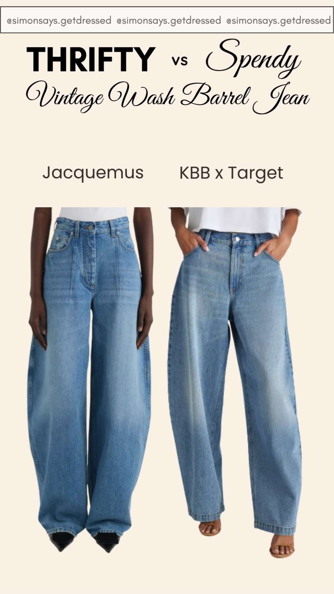 Thrifty vs Spendy: Vintage Wash Barrel Jeans 👖 Love the barrel jean trend but not sure if you should go thrifty or spendy? I found two vintage wash options that give the same effortless, relaxed silhouette — one budget-friendly and one designer splurge. Both styles create that cool curved-leg look that instantly elevates a simple outfit. 

Hit the bell in my LTK 🔔 (top right) so you get all the exclusives first! #LTKootd 

 