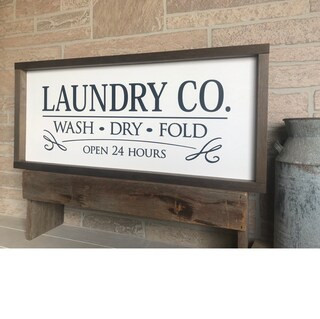 Laundry Co. Wash Dry Fold, Farmhouse Laundry Room Sign In Choice Of Sizes And Colors | 20 x 9 in | Michaels Stores
