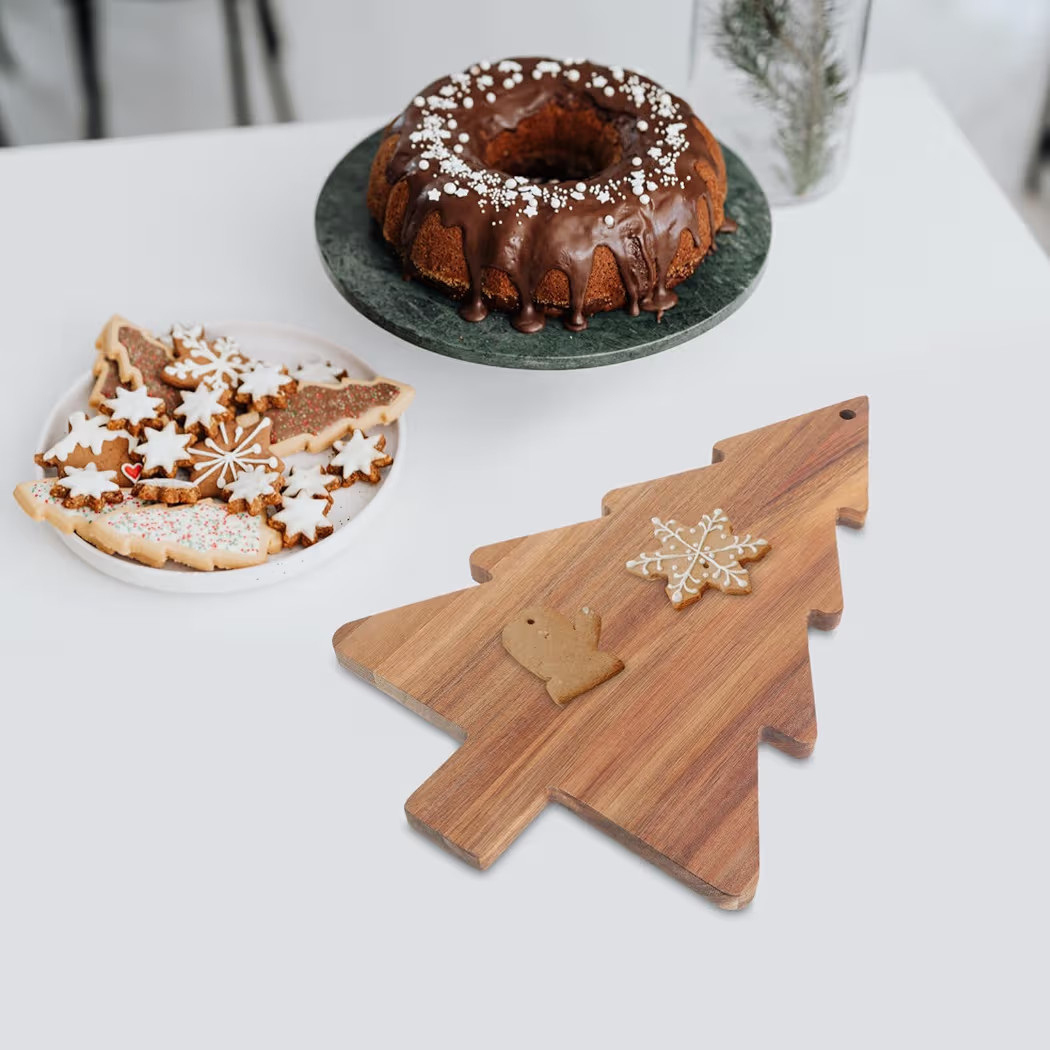 Amosfun Christmas Wooden Serving Tray Christmas Tree Shaped Charcuterie Board Wooden Snack Platters Cheese Cutting Board | Amazon (CA)