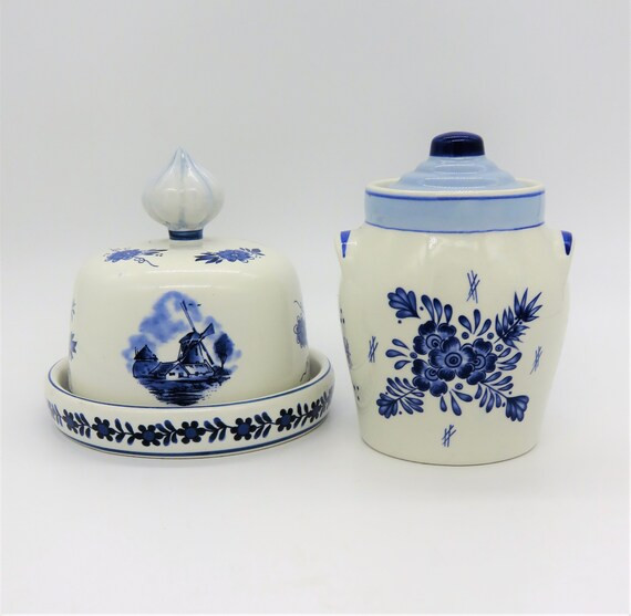 Delft Domed Butter Dish and J'aime Paris Covered Crock | Etsy (US)