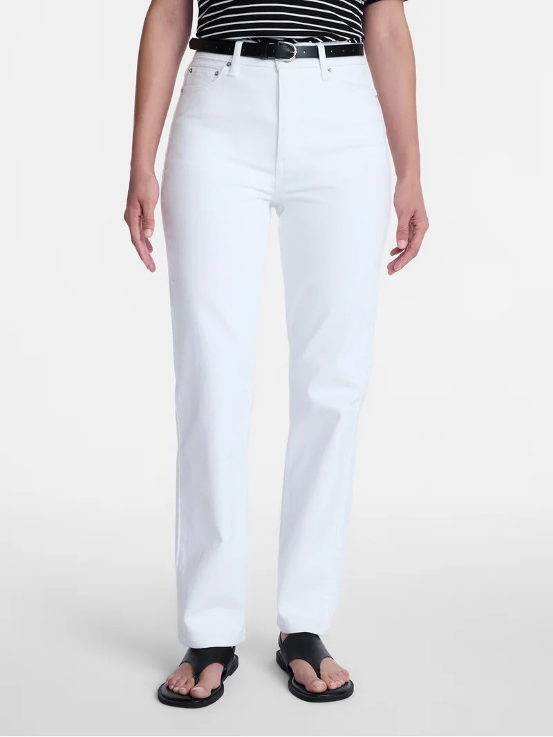 Time and Tru Women's High Rise Straight Leg Jeans, 30" Inseam, Sizes 0-20, 10S-16S | Walmart (US)