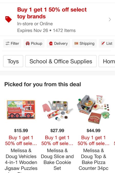 Target sale for Melissa & doug toys 