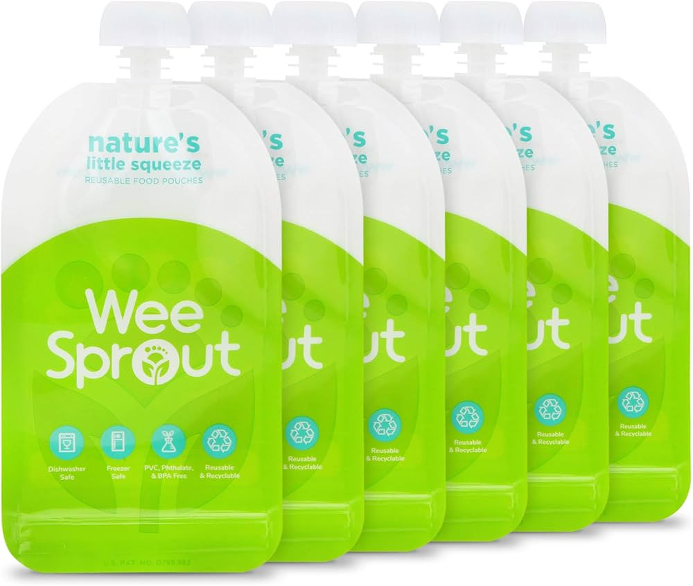 WeeSprout Double Zipper Reusable Food Pouches (5 Fl Oz, Green) | Amazon (US)