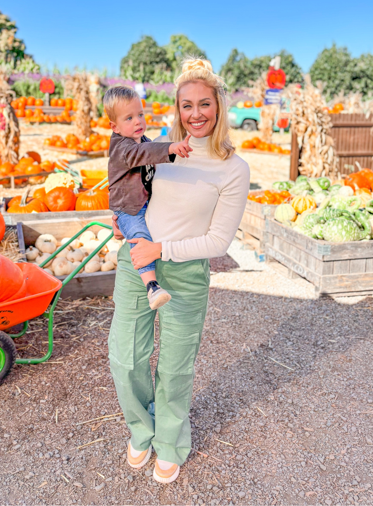 Perfect fall outfit for moms. I got a 28 on these pants - probably could have gone true to size with 27. They do stretch while you’re wearing them. Turtle neck is small. 

#LTKbump #LTKfamily #LTKSeasonal