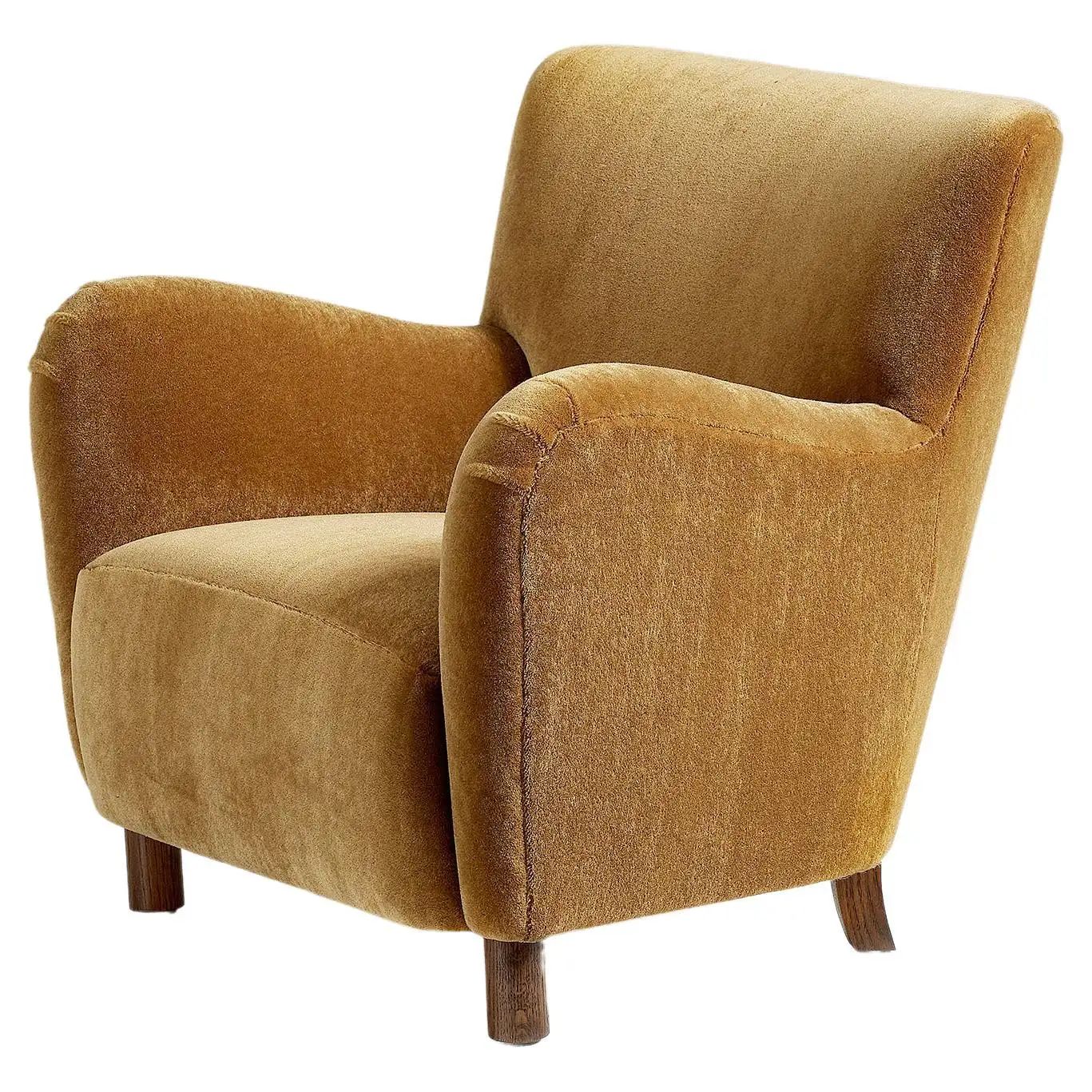 Custom Made Model 54 Mohair Velvet Lounge Chair | 1stDibs