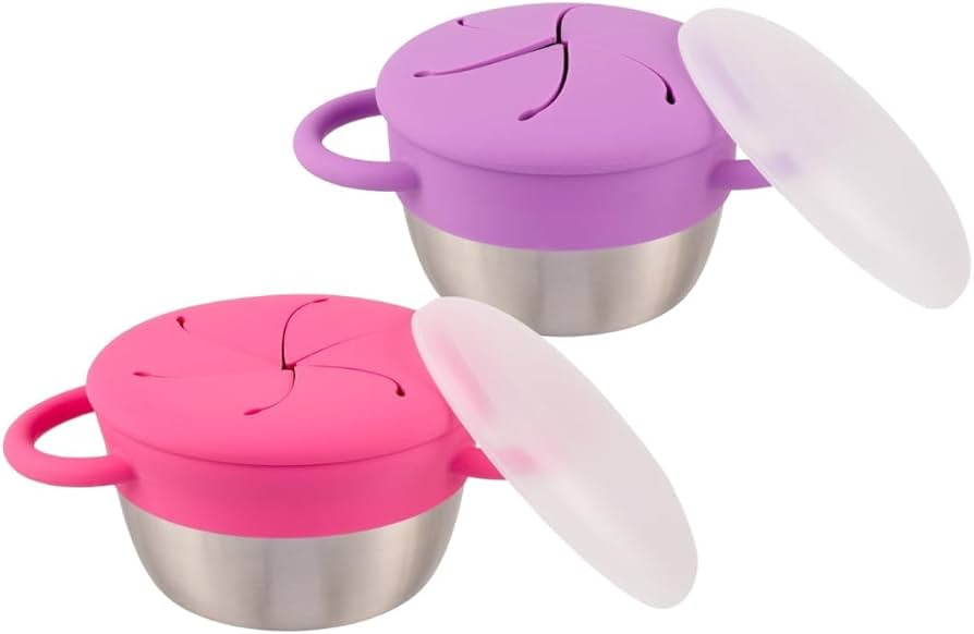 Elk and Friends Stainless Steel Snack Cups – Pack of 2 | Removable Silicone Food Catcher and Tr... | Amazon (US)