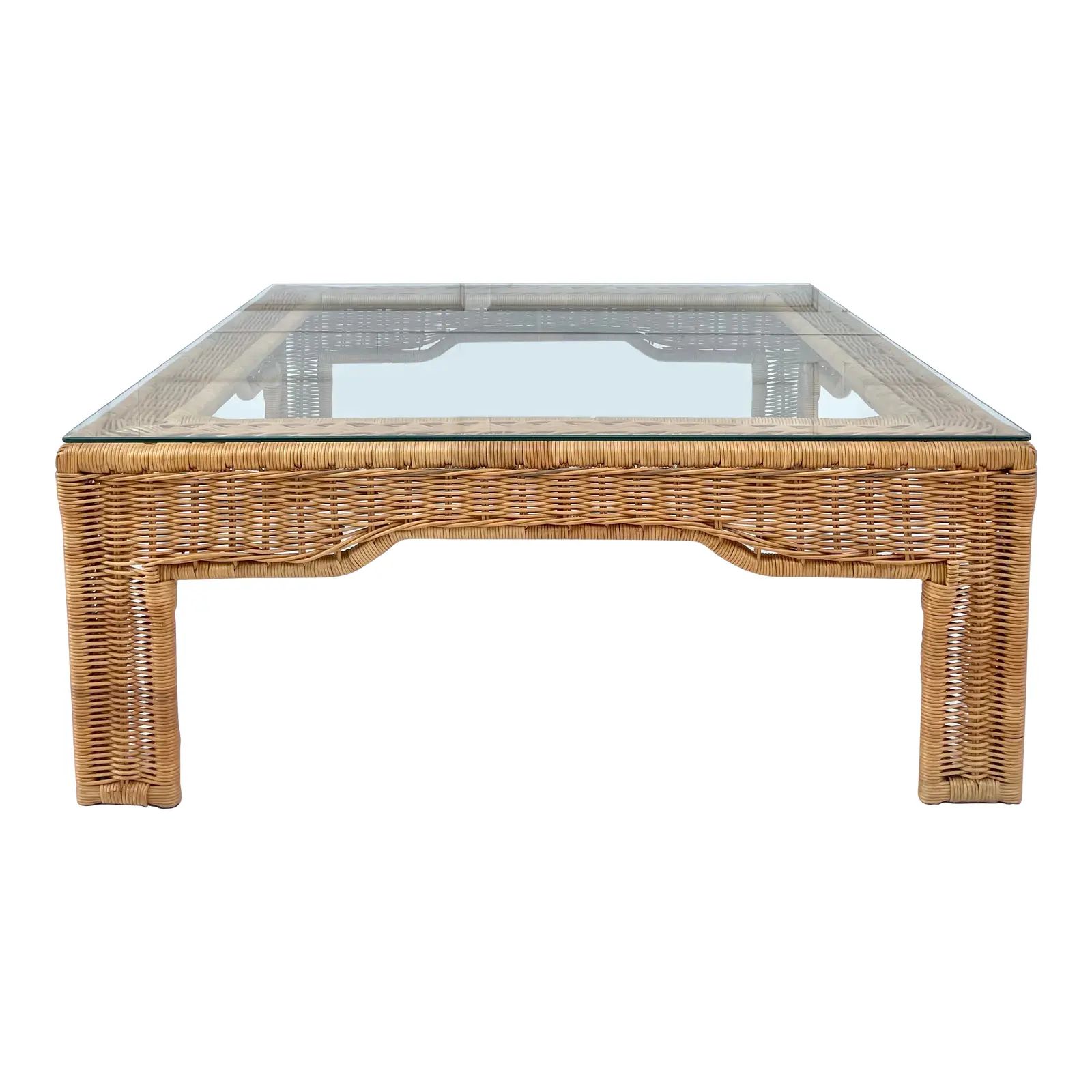 Vintage Woven Wicker Rattan Square Coffee Table | Chairish